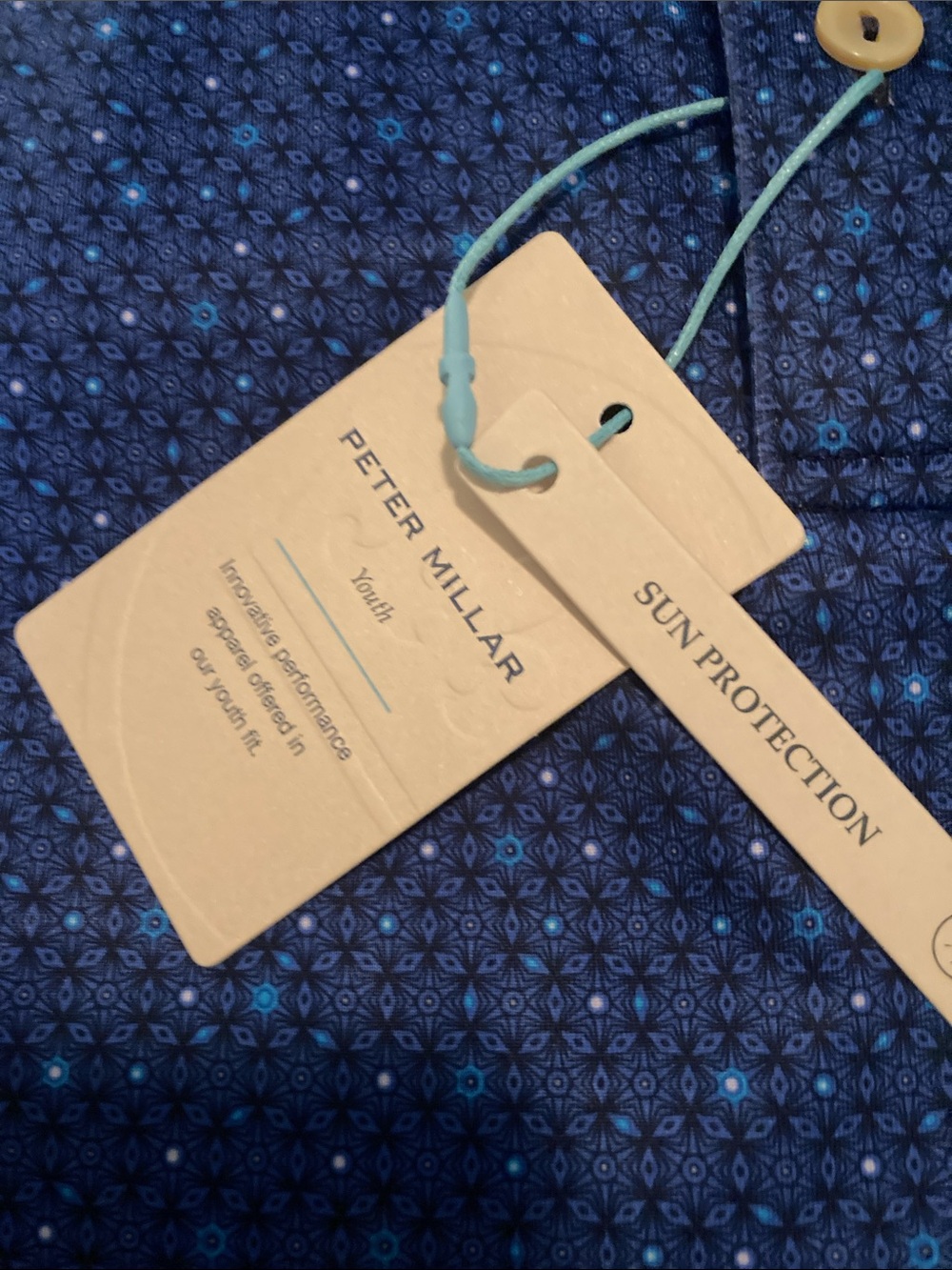 Peter Millar summer comfort Youth Navy Blue Micro-Print Polo - Picture 3 of 11